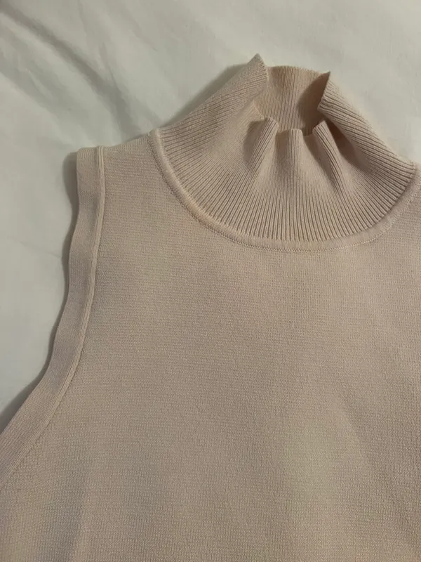 ZARA High Neck Sleeveless Cream Top - Image 2