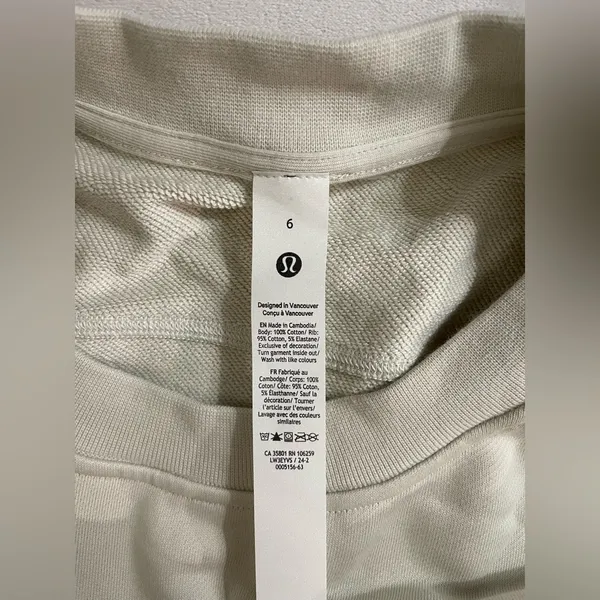 Lululemon NWT Perfectly Oversized Crewneck Sweatshirt Pullover Bone 6 graphic - Image 7