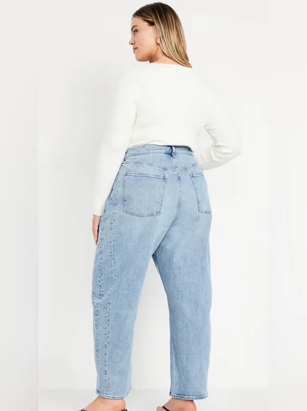 Everyday Normcore Old Navy Light Blue High Rise Barrel Leg Jeans Basic Capsule - Image 3