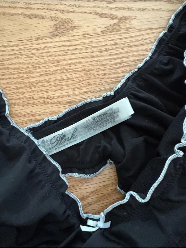 Frankie's Bikinis Black Bikini Set with White Trim - Image 3