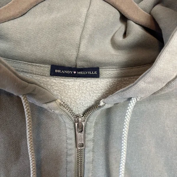 Brandy Melville Women’s Hoodie Jacket Full Zip Heavyweight Light Green One‎ Size - Image 3
