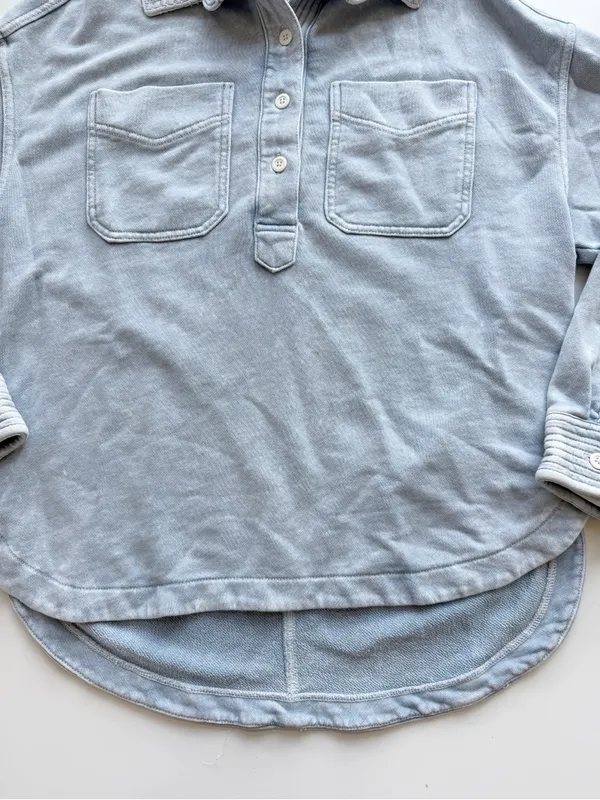 Aerie Oversized Quarter Snap Sweatshirt Blue XS - Image 5