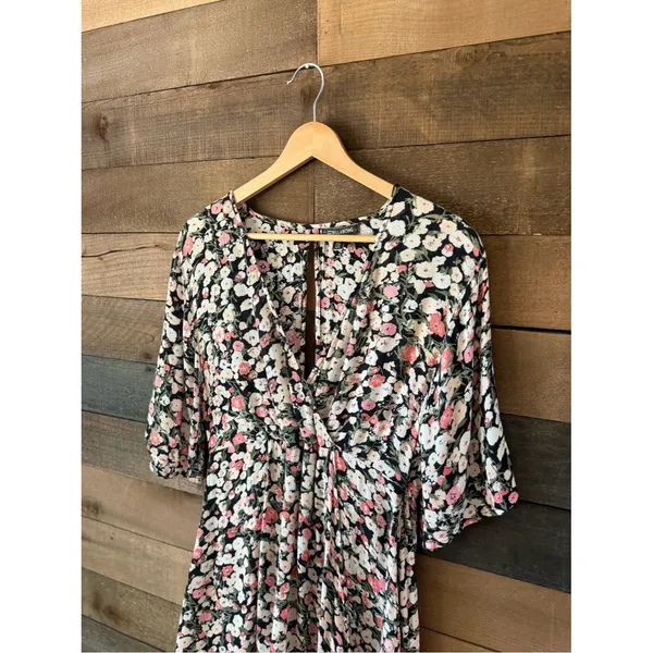 Billabong Floral Mini Dress Rayon Boho Babydoll Festival Dress - Image 3