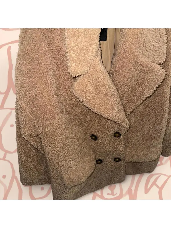 Zara double breasted Teddy jacket - Image 3