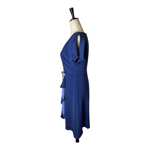 Adrianna Papell Dress Women 2 Blue Ruffle Faux Wrap‎ Mini Cocktail Party Career - Image 6