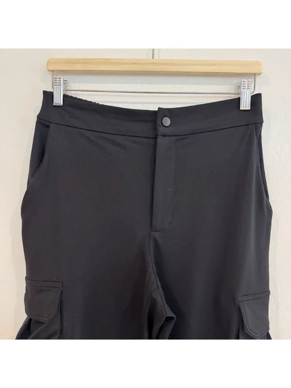 Susana Monaco Pants Size S Black Cargo Jogger‎ High Rise Jersey Model Off Duty - Image 4