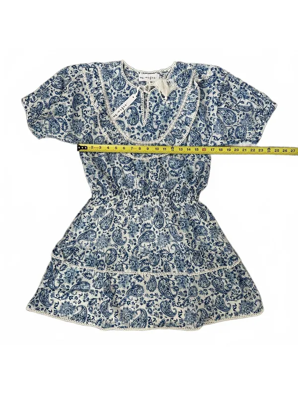 Maisie 100% Cotton Paisley Elastic Waist Mini Dress Blue NWT Small - Image 4