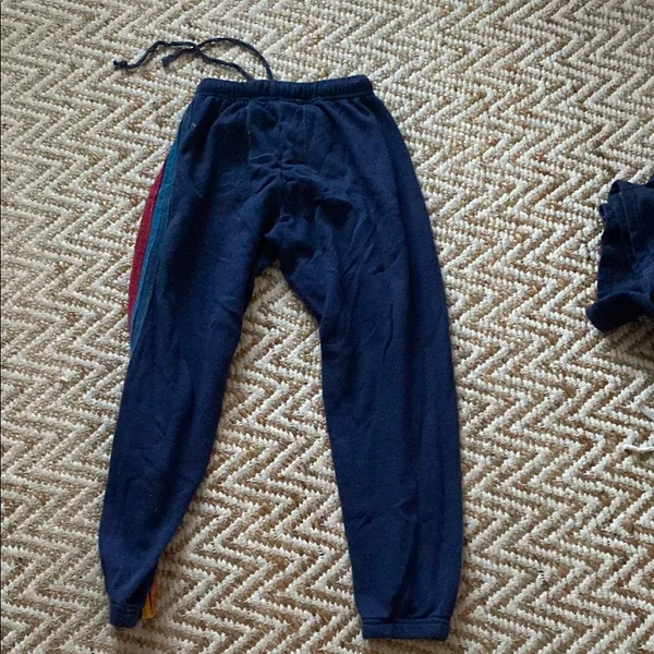 Navy Aviator Nation Sweatpants with Red and Yellow Stripe - Image 5