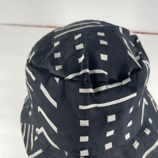 Reversible Bucket Hat Black White Mudcloth Print Boho Festival Sun Hat Unisex - Image 6