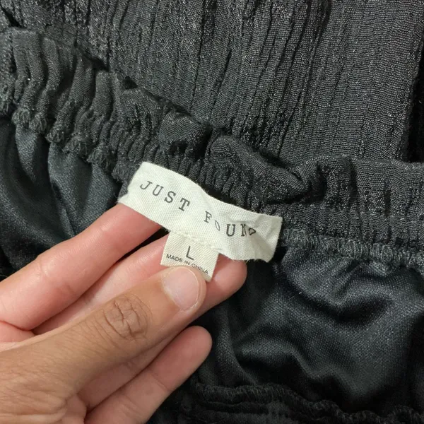 Just Found Smocked Ruffle Midi Dress Womens Large Black Tiered Textured JDW2567 - Image 5