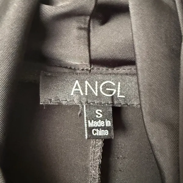ANGL Office Siren MobWife Surplice Draped Bodysuit Small Black Goth‎ Minimalist - Image 4
