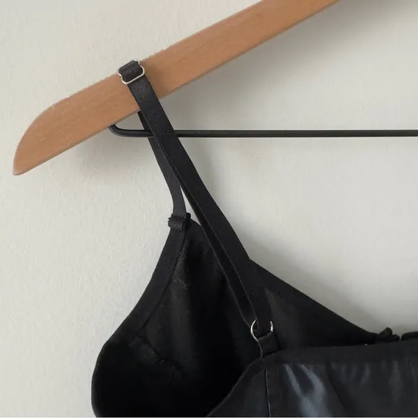 Shein Black Faux Leather Crop Top Corset Adjustable Spaghetti Straps Halloween S - Image 9