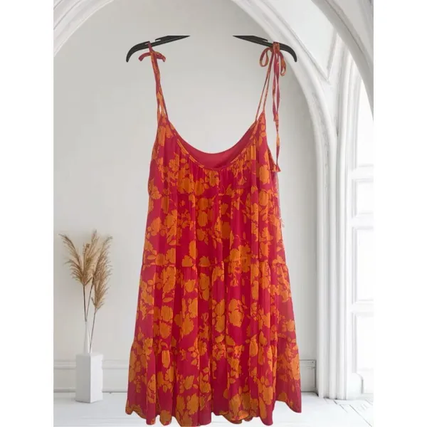 ✨Peach Love Tropical Vibes Only Tiered Mini Sz Large Dress✨ - Image 3