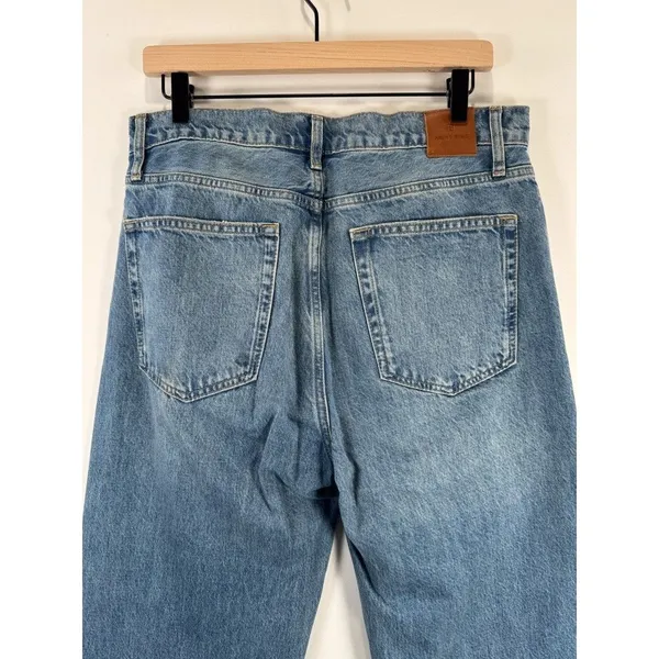 ANINE BING Jeans Nordic Blue Roy Organic Cotton Relaxed Straight Split Hem 30 - Image 10