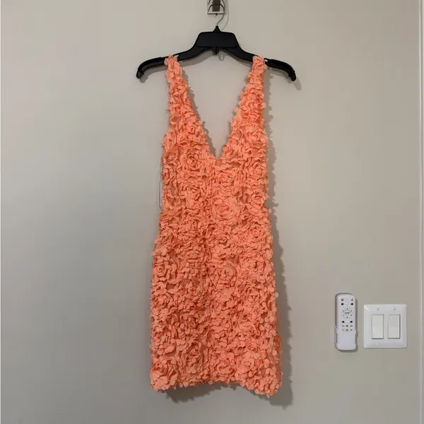 House of CB 'Faena' Sorbet Plunge Appliqué Mini Dress Size XS - Image 4