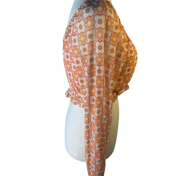 Orange and white geometric patterned Size M - Image 4