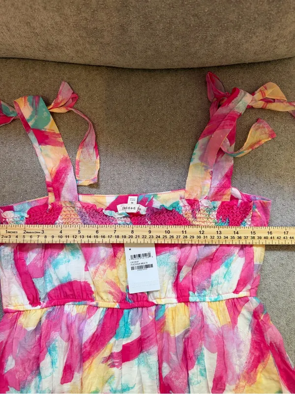 Blu Pepper Brush Stroke Print Tiered Midi Dress Size Medium NWT - Image 12