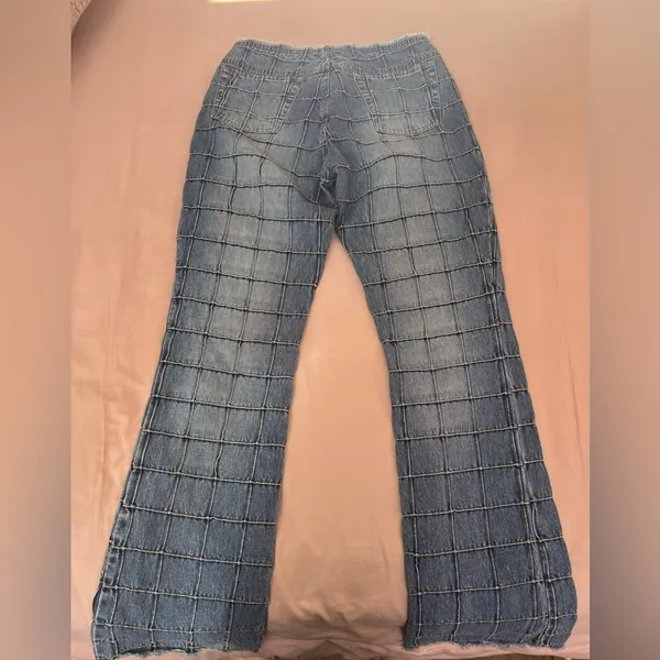 Ralph Lauren Blue Patchwork Grid-Textured Jeans - Image 6