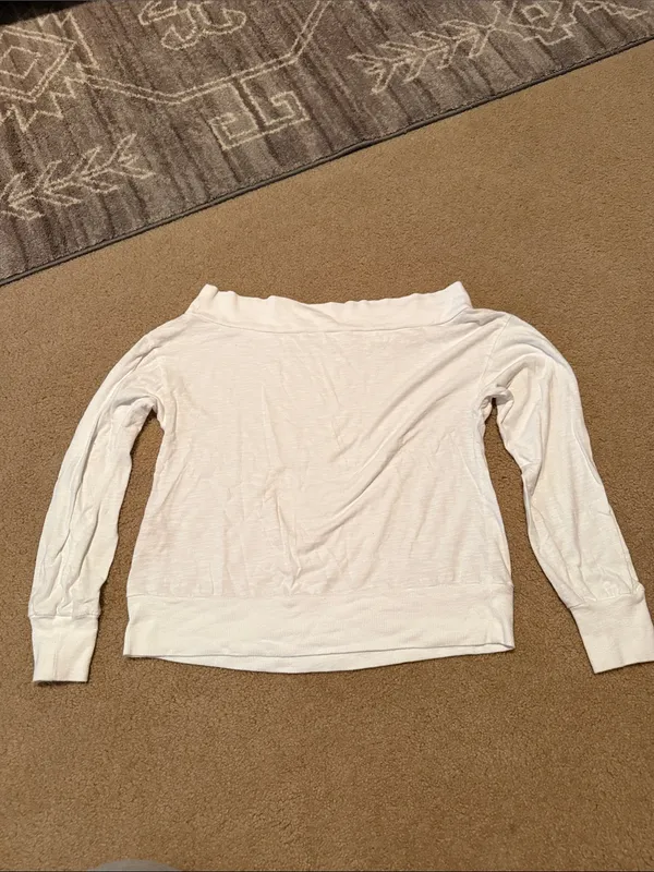 Anthropologie Wide Neck White Long Sleeve - Image 2