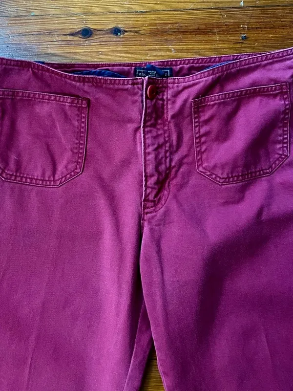 Vntg Y2K Abercrombie Low Rise Flare Patch Pocket Pants Sz 16 Modern M 8-10 💛🍄 - Image 9