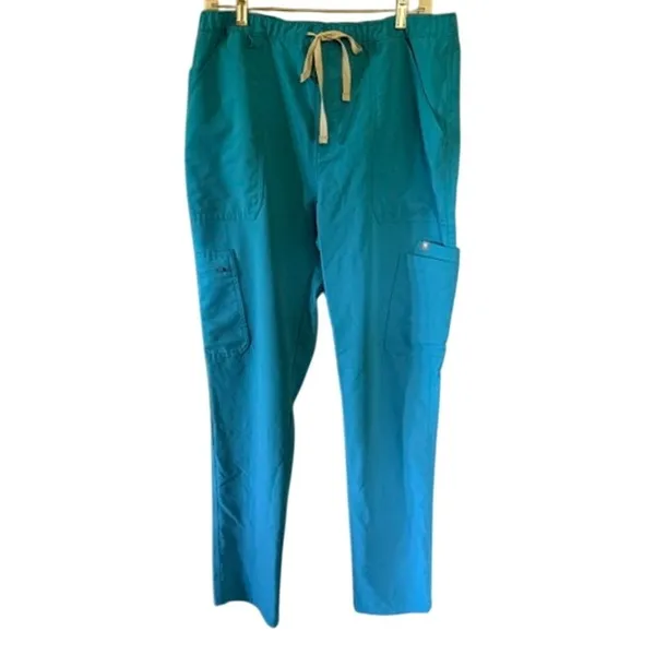 FIGS Technical Collection Scrub Pants Large Teal Blue Cargo Stretch Medical - Image 2