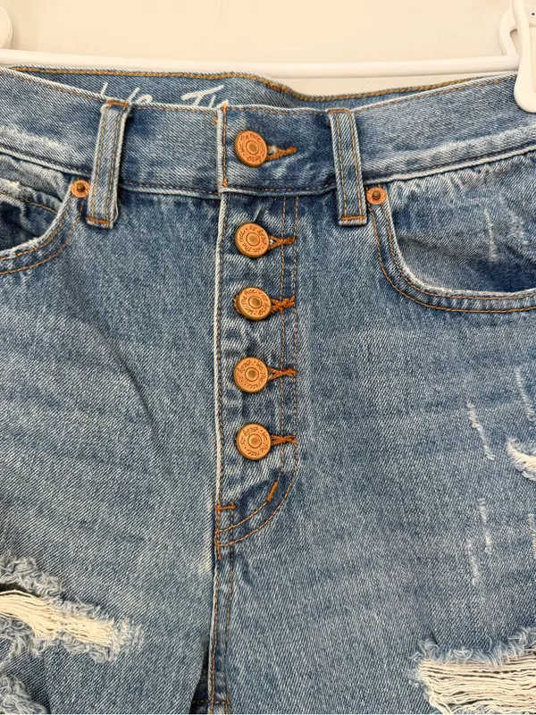 Free People We The Free Blossom Rigid Distressed Straight Leg Jeans Size 27 - Image 5