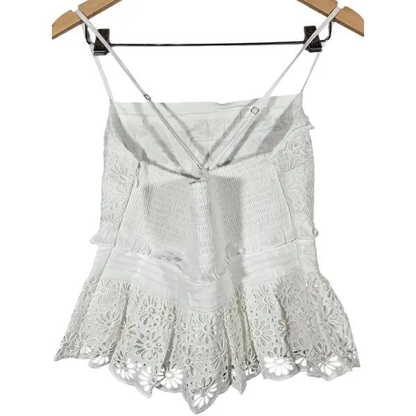 J. Crew Jessie Eyelet Smocked Peplum Top White Cotton‎ Size S NWT BR650 - Image 2