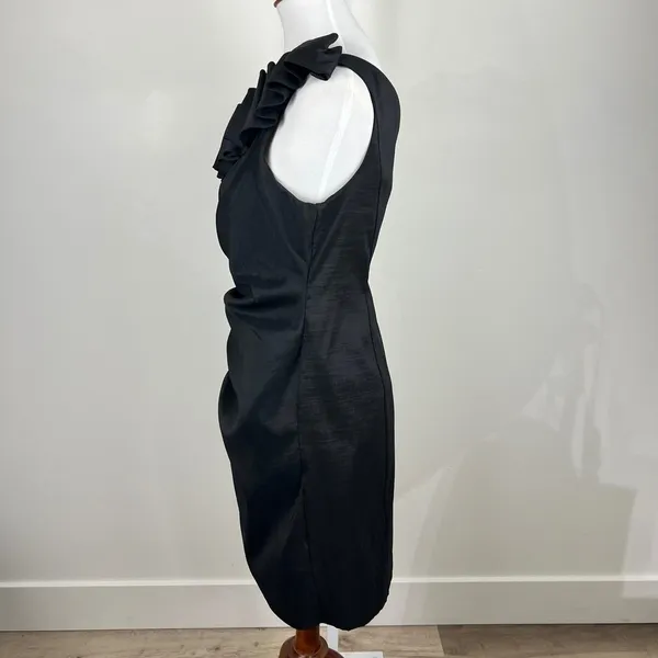S.L. Fashions Black One Shoulder Ruffle Ruched Cocktail Dress Size 14 - Image 10