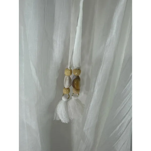 Aerie Women's Beach Coverup Top V Neck Tassel Front White XS‎ NWT - Image 5