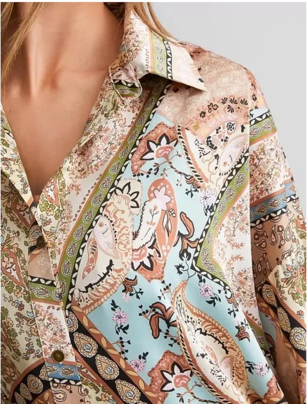 Zara Paisley Patchwork Midi Skirt in Pink, Light Blue & Yellow - Image 6