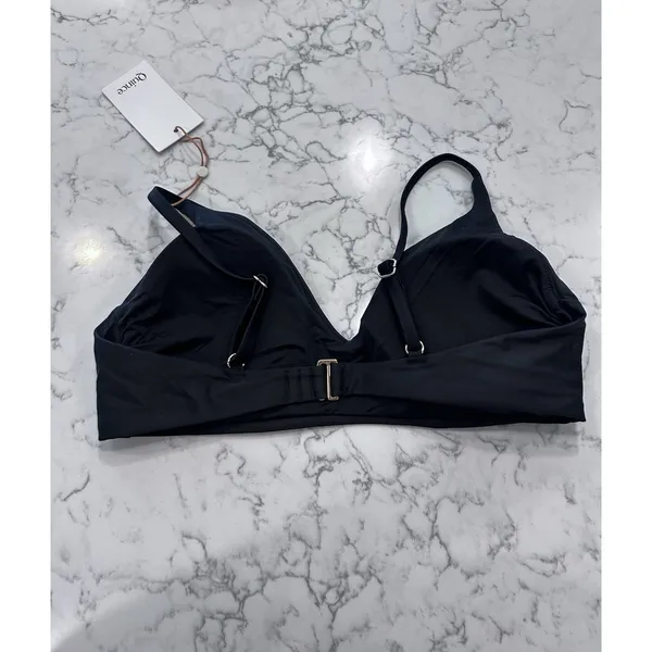 NWT Quince Black Italian V Neck Bikini Top Size Large - Image 4