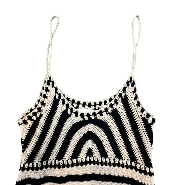 Miou Muse Women Crochet Dress Black Striped Boho Festival Summer‎ Midi S - Image 3