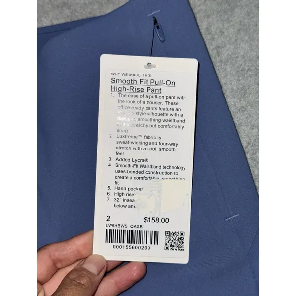 Lululemon Women's Blue Smooth Fit Pull-On High-Rise Pant Size 2 NWT - Image 4