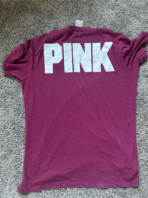 PINK Victoria's Secret Berry Short Sleeve Pocket Tee with White Logo - Image 4