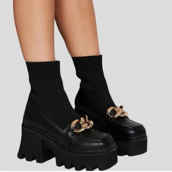 Black Chunky Platforms Size 11 - Image 2