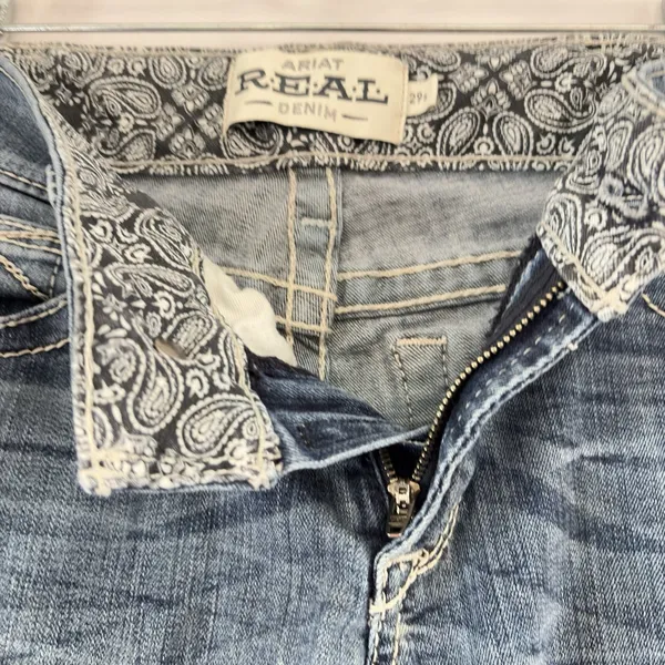 Ariat REAL Denim Womens Mid Rise Straight Leg Jeans Medium Wash‎ Western 29R - Image 7