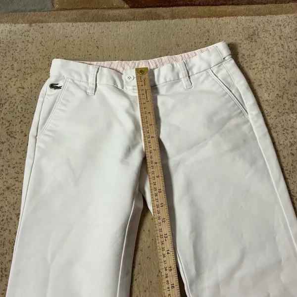 Lacoste Womens Old Money White‎ Cotton Chino Pants Straight Leg Size 29 Preppy - Image 7