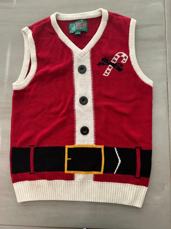 Santa Ugly Christmas Sweater Vest Women Size Small Tacky Christmas Santa Costume - Image 10