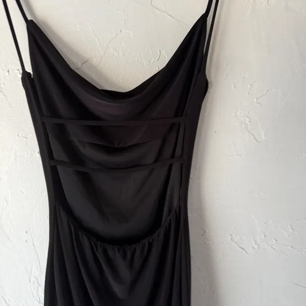 2‎ Saints Black S Bodycon Mini Dress Spaghetti Straps Open Back Grunge Going Out - Image 10
