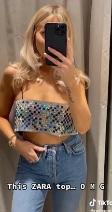 ZARA NWT  SHIMMERY CROP TOP - Image 5