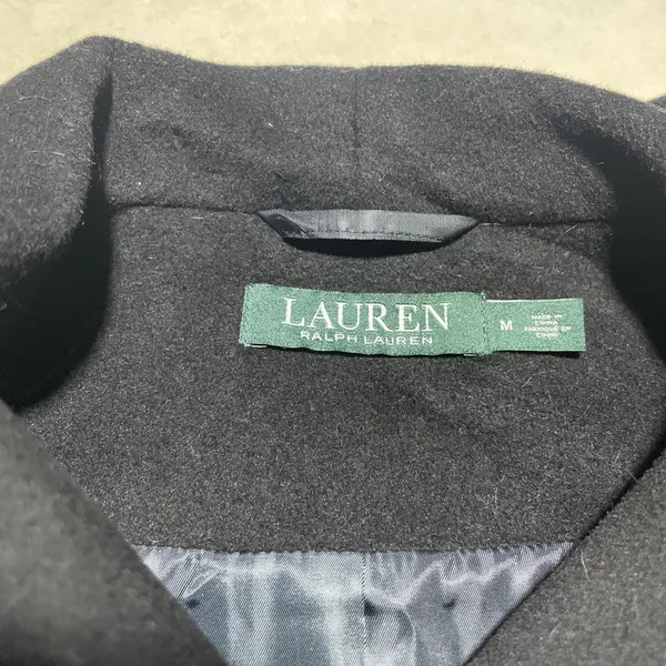 Vintage Lauren Ralph Lauren Women's Cape Dress Coat Black Wool Blend Size M - Image 2