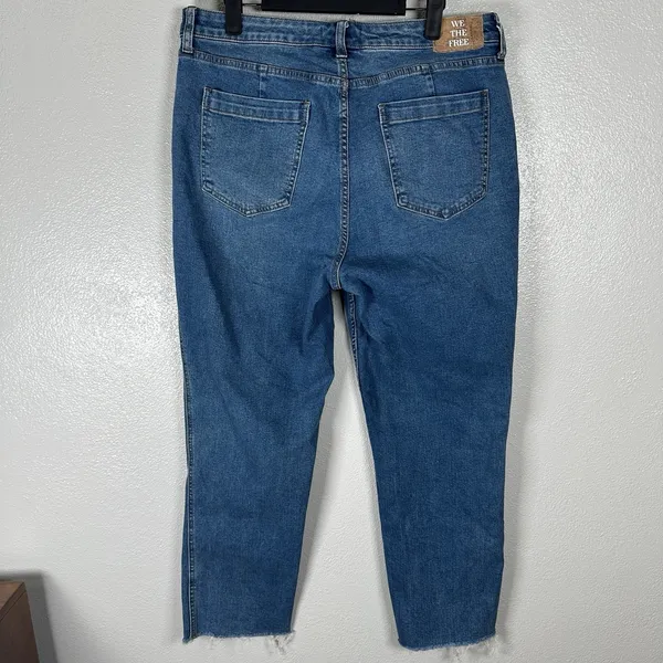 We The Free People CRVY High Rise Vintage Straight Stovepipe Jeans Sz 32 Raw Hem - Image 3