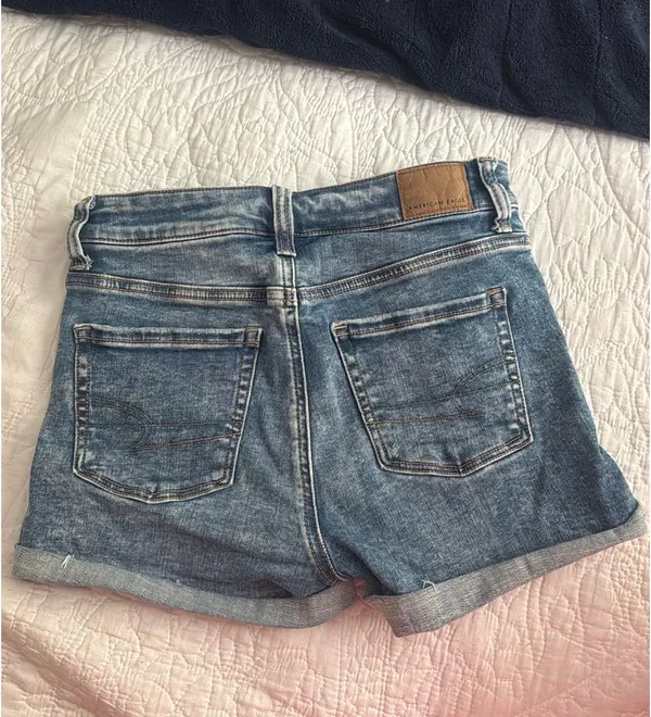 American Eagle Dark Wash Denim Shorts High-Rise Shortie - Image 3