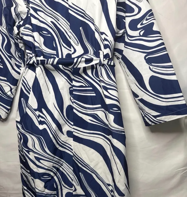 International Concepts NWT Ade Samuel abstract blue white belted trench coat sz XL - Image 8
