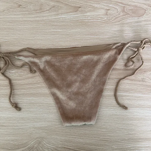 Frankies Bikinis Medium Suki Crushed Velvet Set Tan Beige Swim Minimal Cheeky - Image 8