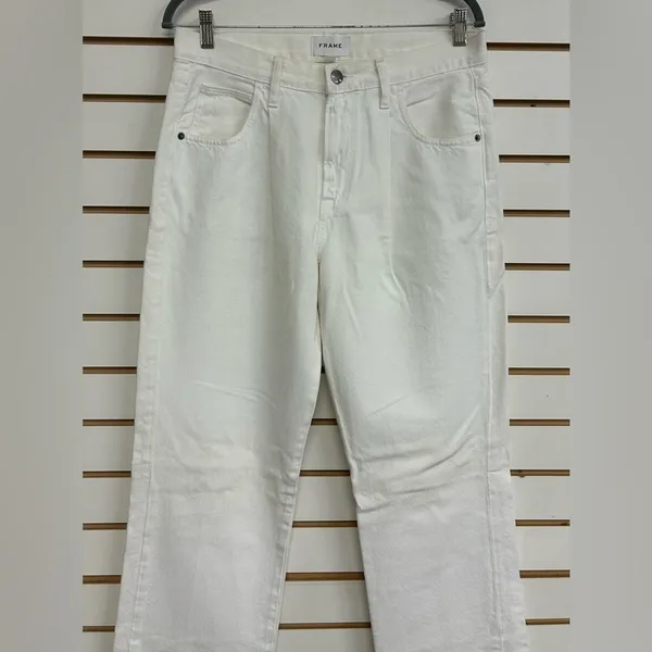 Frame‎ Baggy Denim Le Straight Leg White (Blanc) Jeans 26 100% Cotton - Image 2