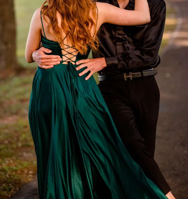 Satin Green Prom Dress - Image 3