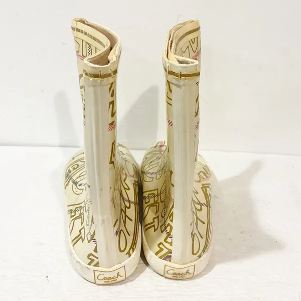 Vintage Coach Ursula Gold Ivory Women’s Waterproof Rain Boots Size 8 - Image 4