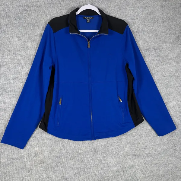Lauren Ralph Lauren Size-XXL Women Jacket Royal Blue Black Full Zip Track - Image 2