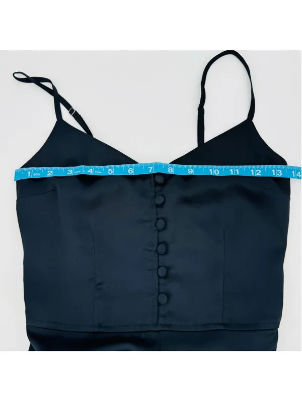 Abercrombie & Fitch Jumpsuit XS Black Satin Button Front - Image 7